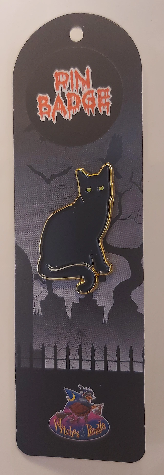 Witches of pendle pin badge black cat