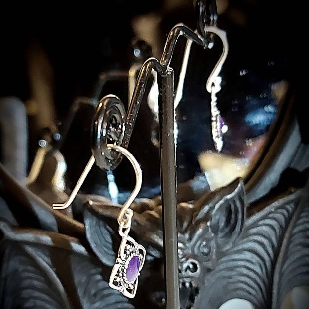 Purple Abalone 925 sterling silver earrings