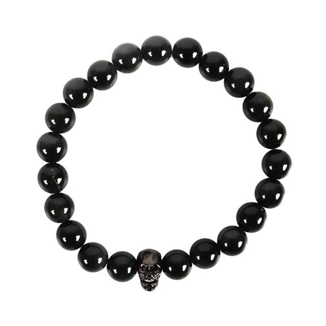 BLACK OBSIDIAN SKULL BRACELET