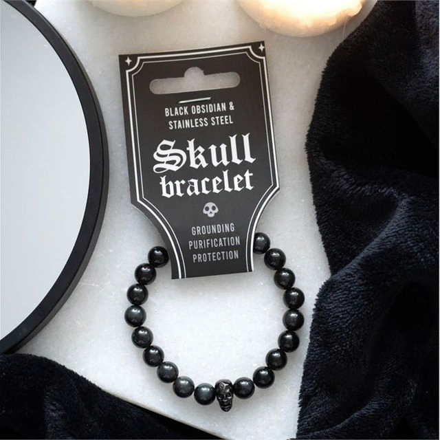 BLACK OBSIDIAN SKULL BRACELET