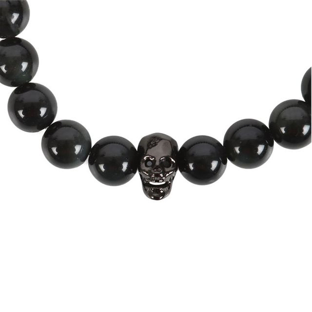 BLACK OBSIDIAN SKULL BRACELET
