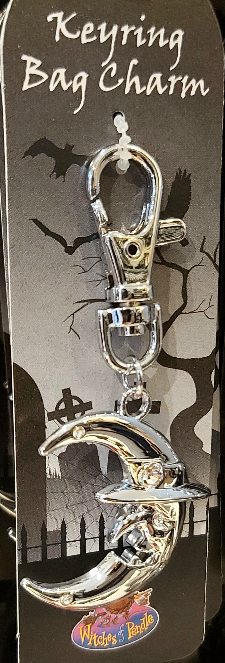Witches of pendle diamante bag charm/keyring witches moon