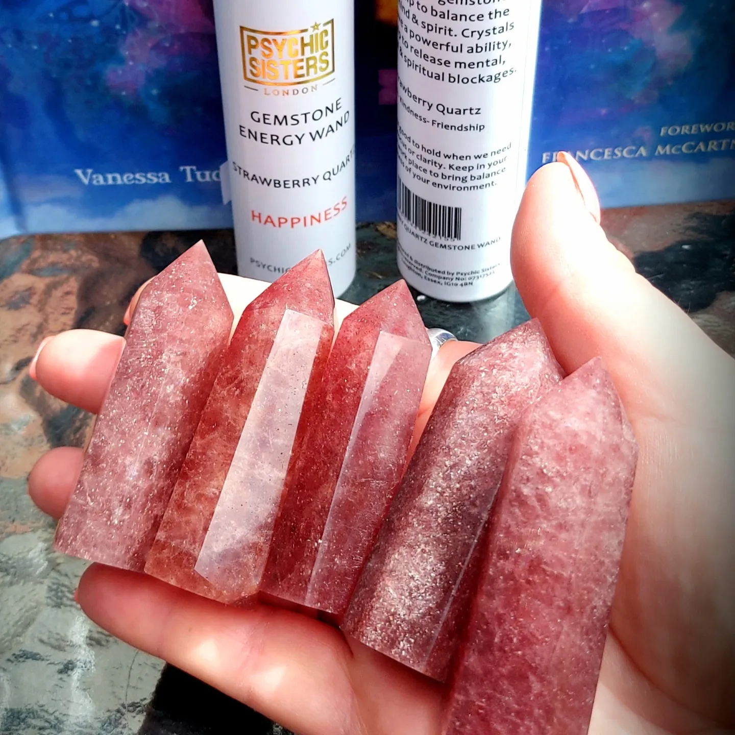 PSYCHIC SISTERS STRAWBERRY QUARTZ HAPPINESS WAND