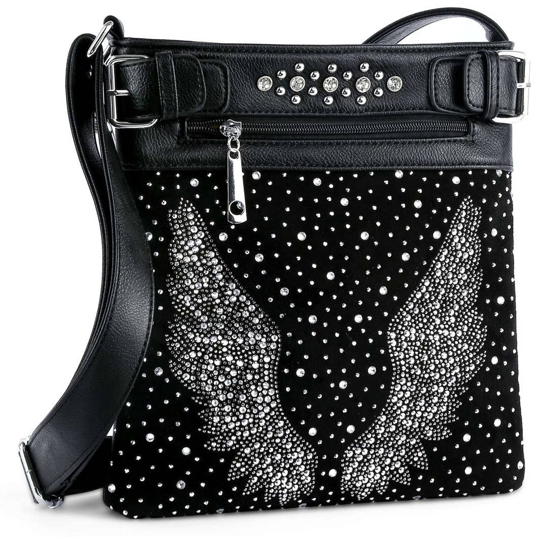 Dazzling Wings Design Rhinestone Crossbody Sling