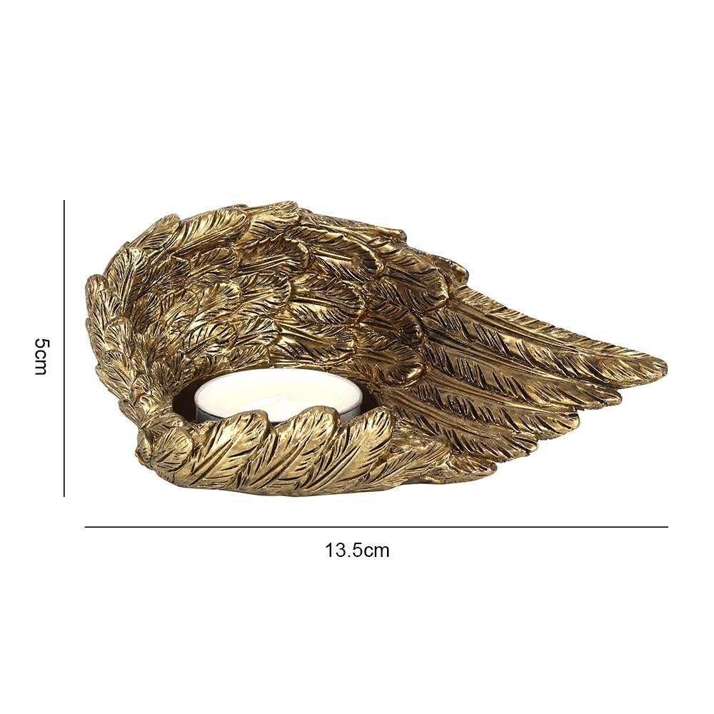 Gold Single Lowered Angel Wing Candle Holder