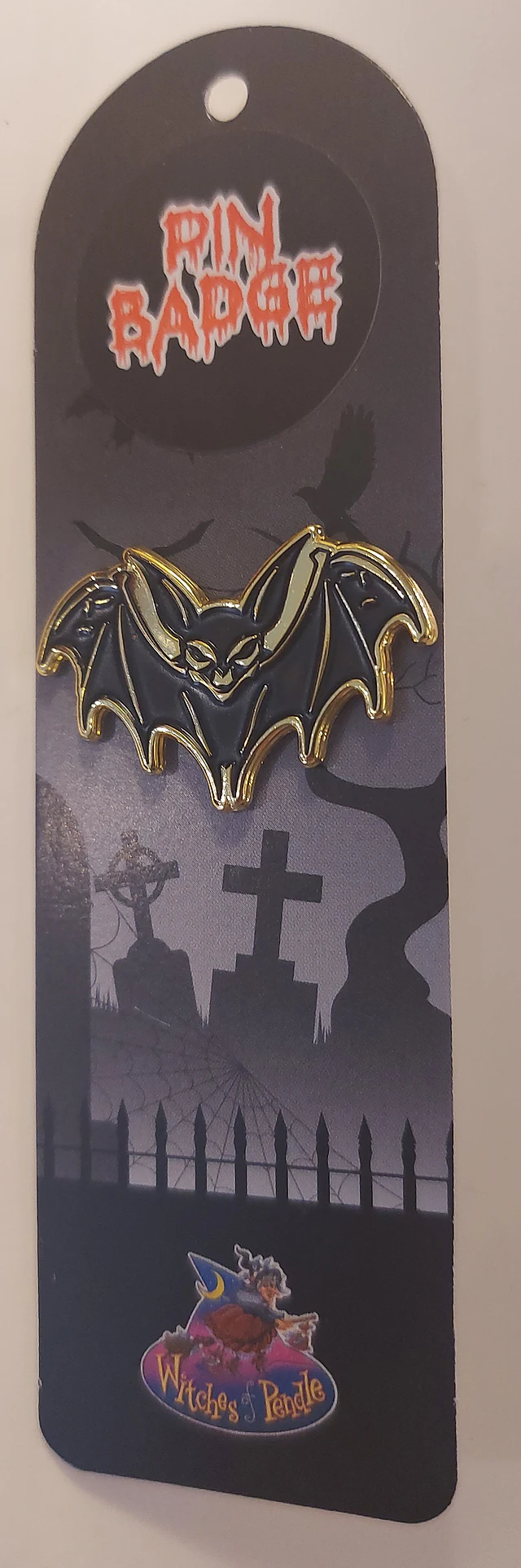 Witches of pendle pin badge bat