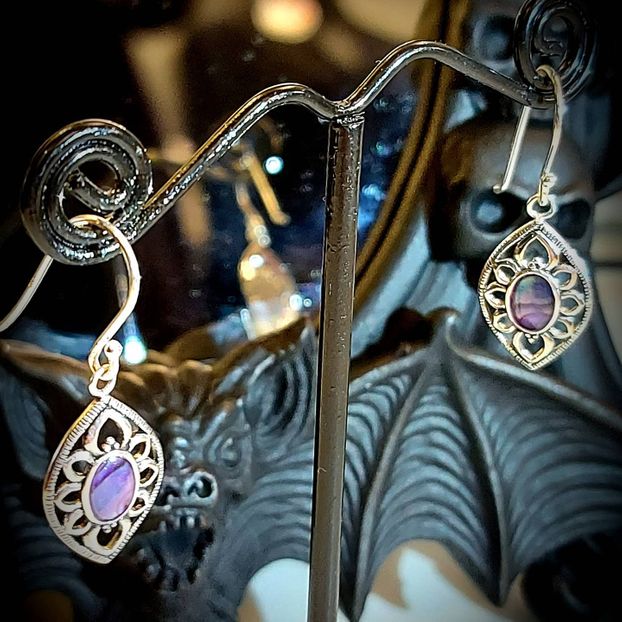 Purple Abalone 925 sterling silver earrings 
