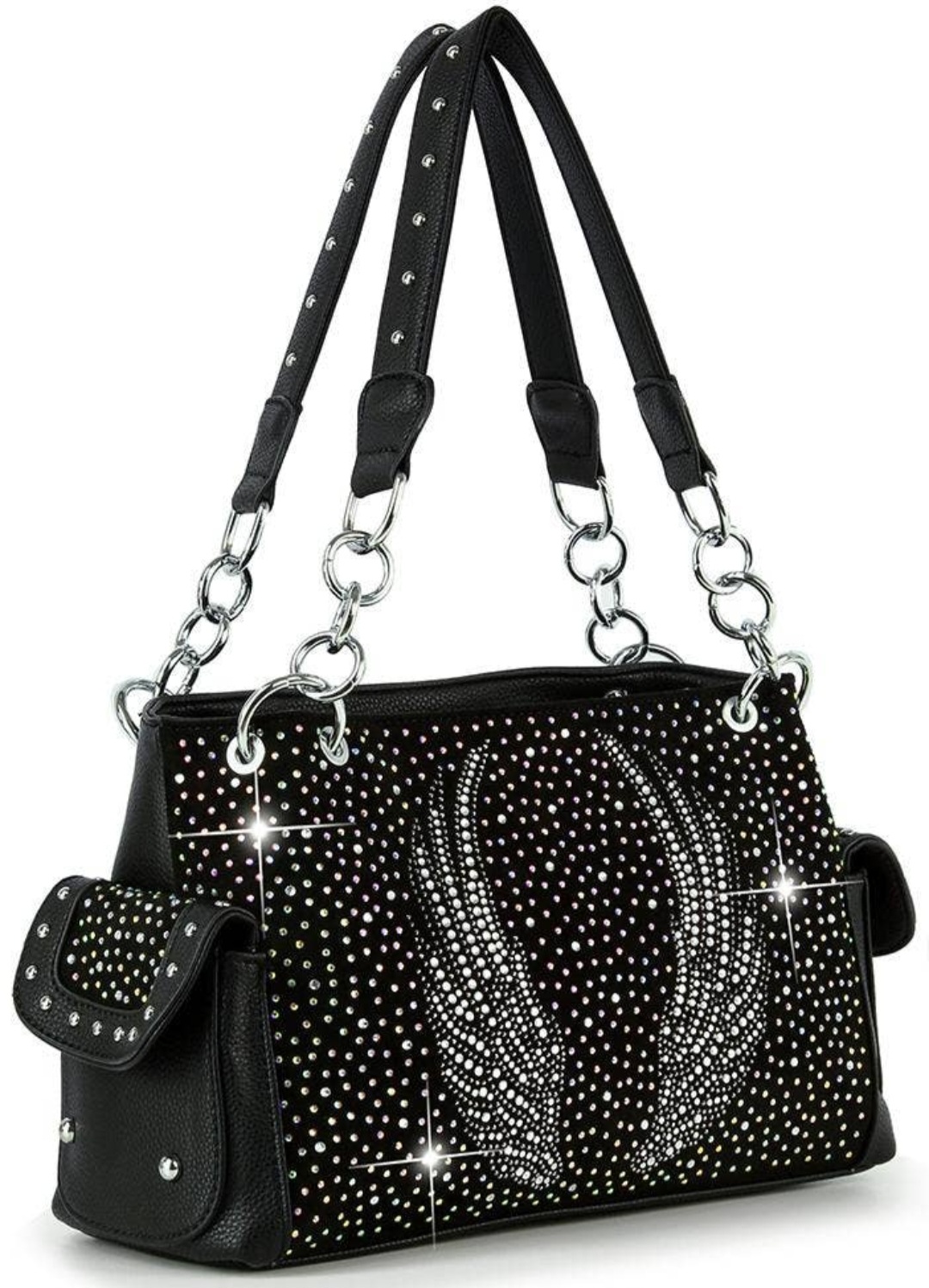 Wing Design Rhinestone Fashion Handbag