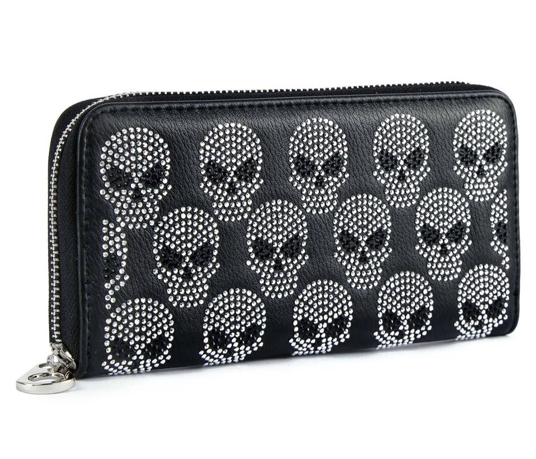 Rhinestone Skull Pattern Bling Wallet