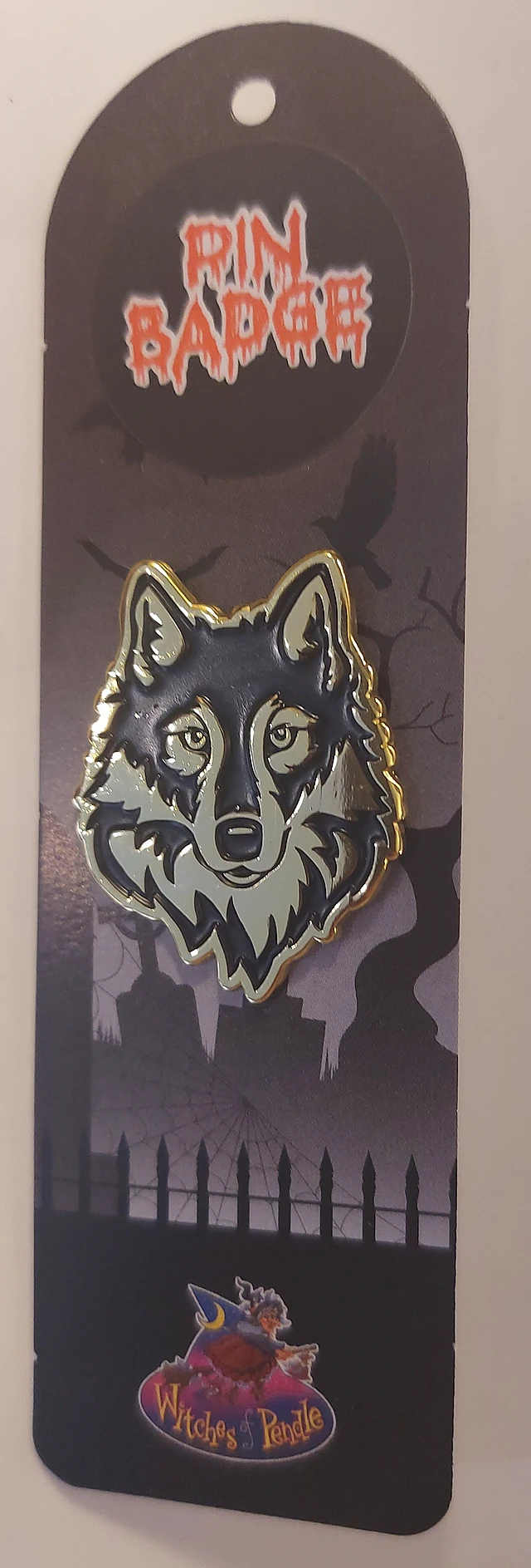 Witches of pendle pin badge wolf
