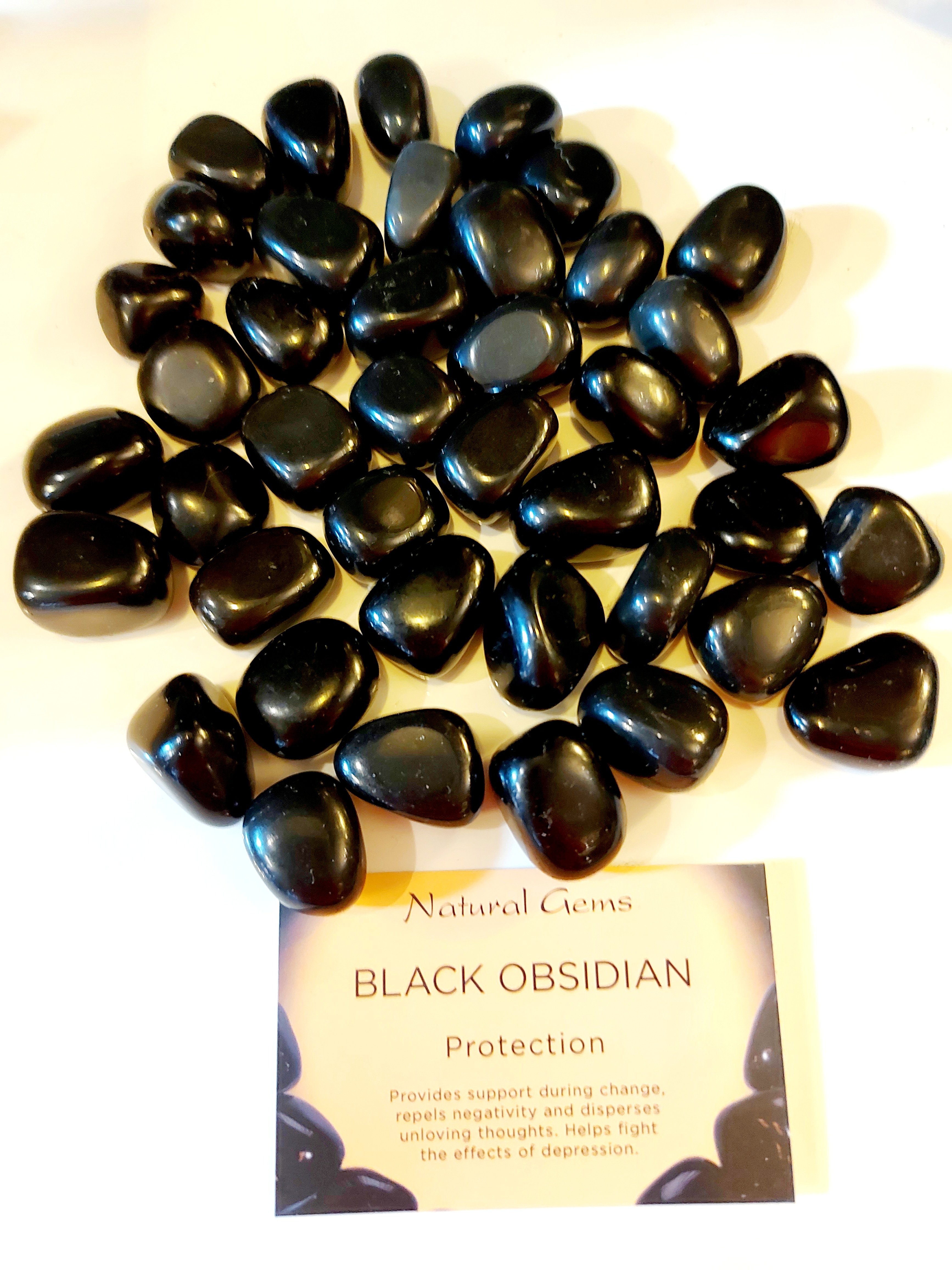 Black obsidian healing crystal tumblestone x 1 piece