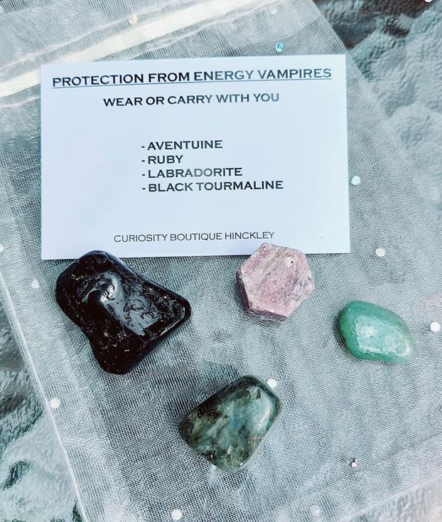 Protection from Energy vampires crystal healing set
