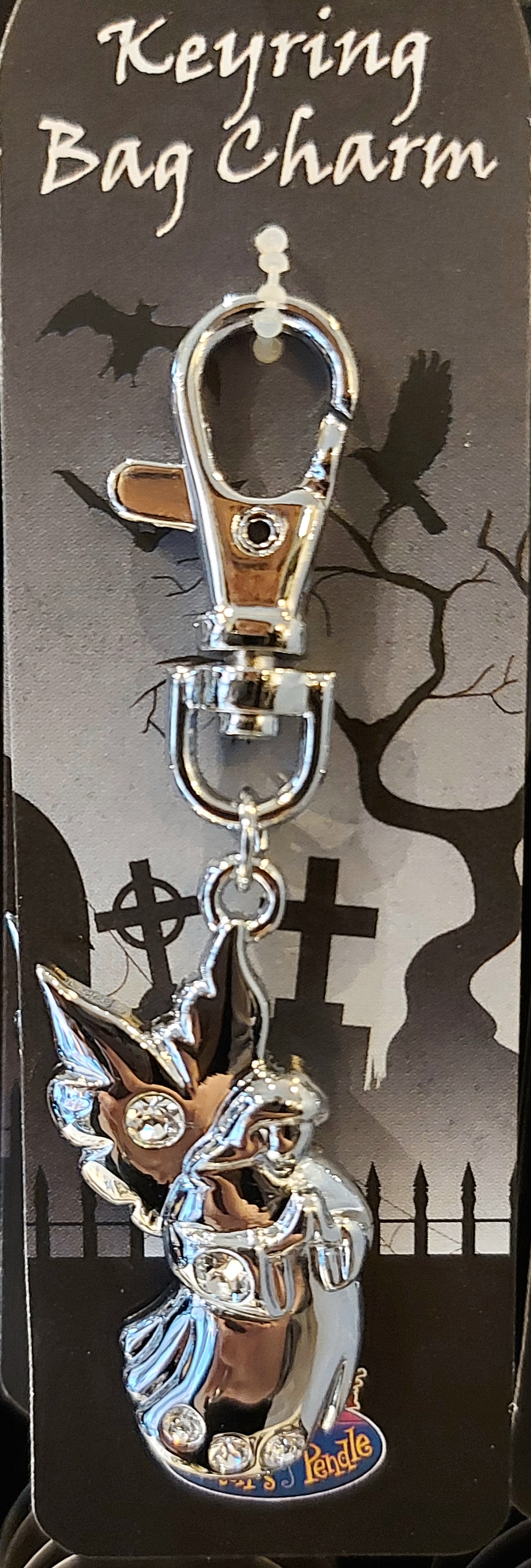 Witches of pendle diamante bag charm/keyring angel