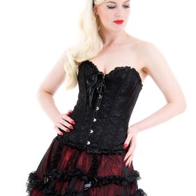 Hearts and roses London black net corset