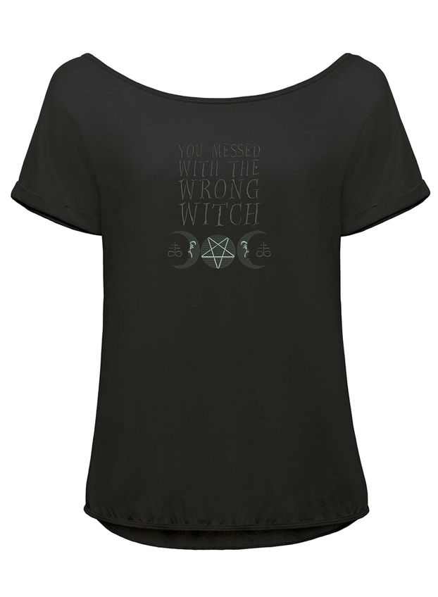 You Messed with the Wrong Witch Embroidered Orchid Top