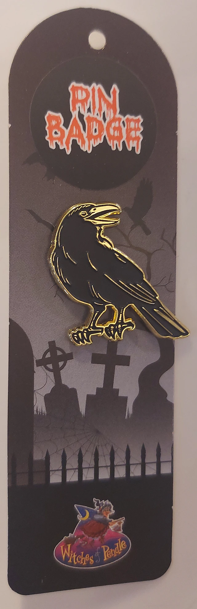 Witches of pendle pin badge raven
