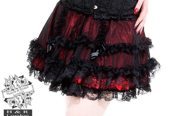 Hearts and roses London Red Black Bow Skirt