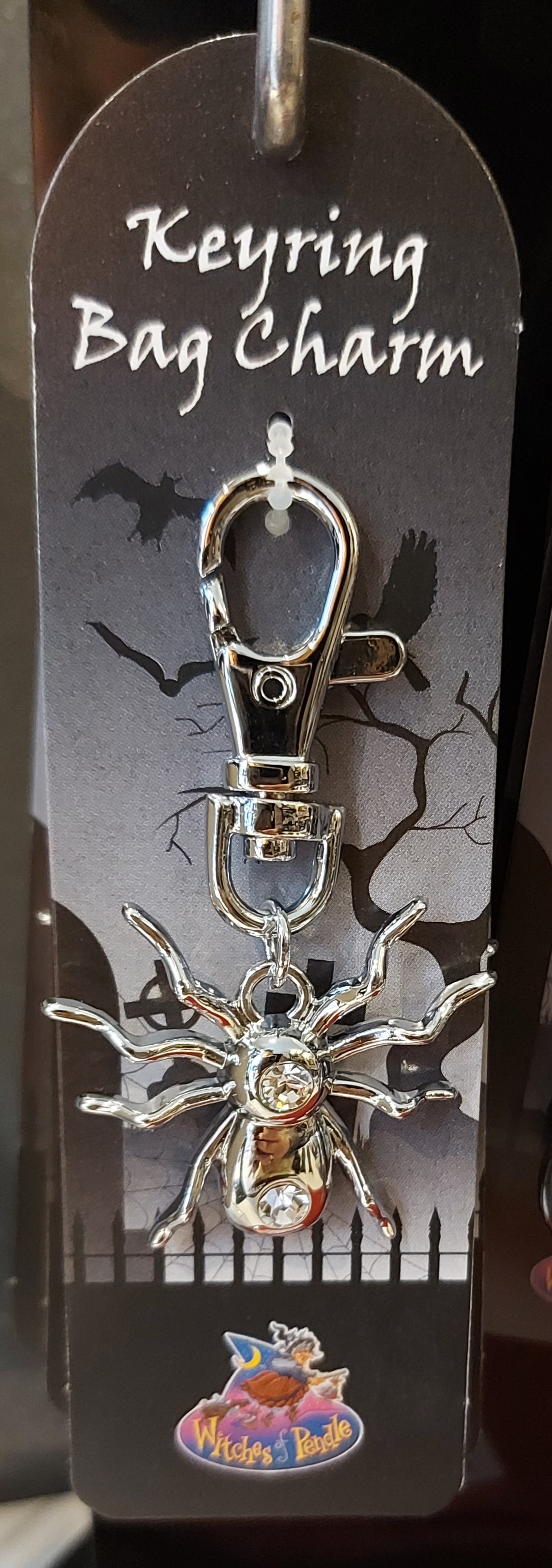 Witches of pendle diamante bag charm/keyring spider