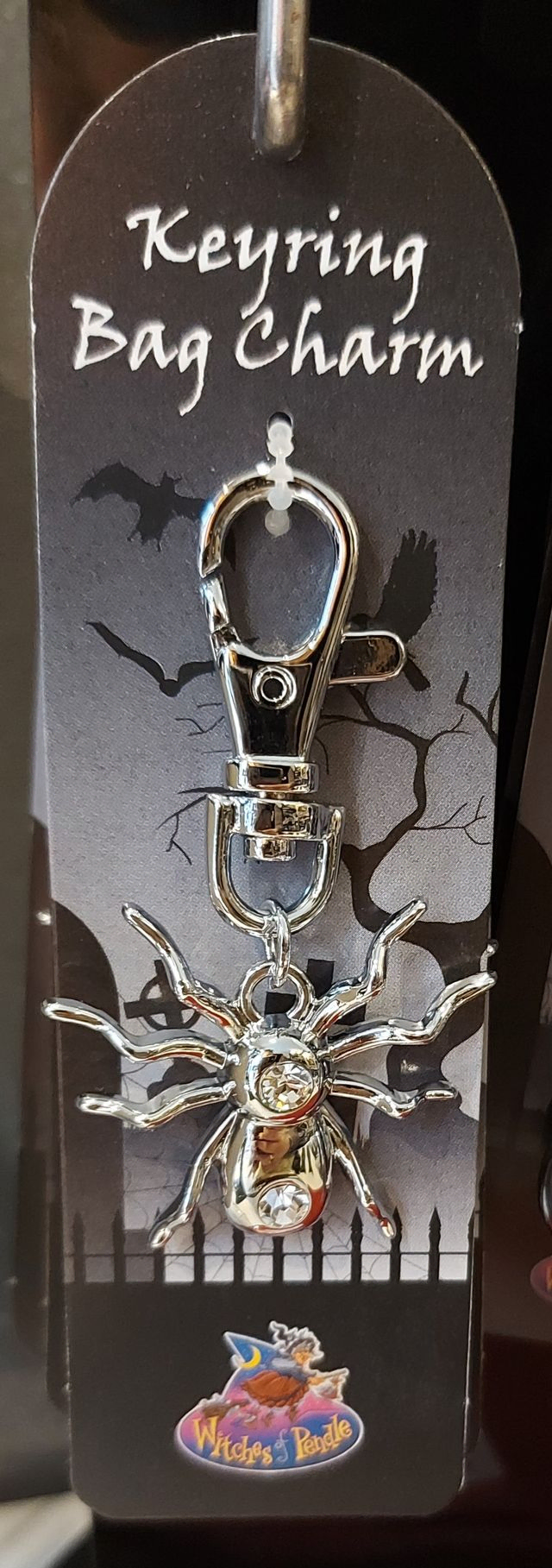 Witches of pendle diamante bag charm/keyring spider