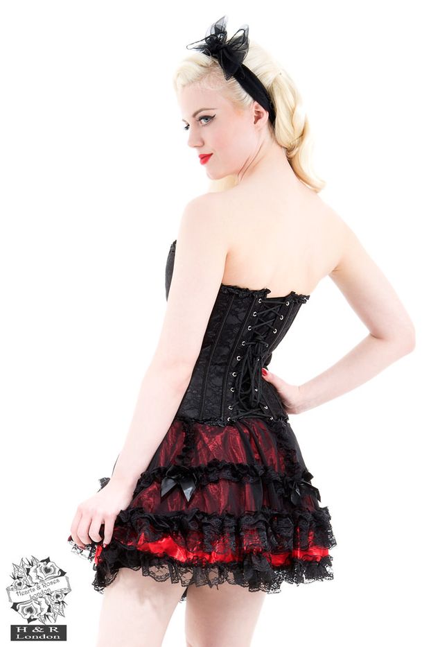 Hearts and roses London black net corset